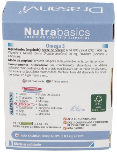 Omega 3 1000Mg 48 Perlas Nutrabasicos Drasanvi
