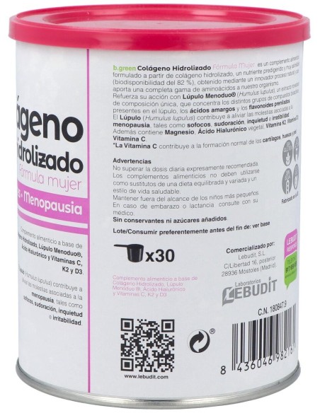 Colageno Hidrolizado Formula Mujer 300Gr. de B.Green (Lab. Lebudit)