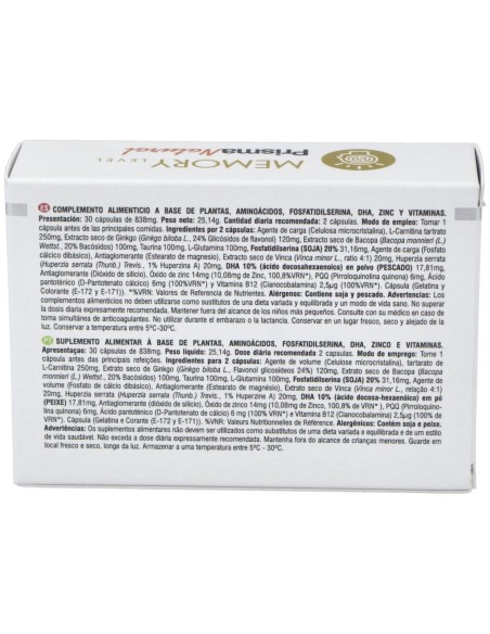 Memory Level 30Caps de Prisma Natural