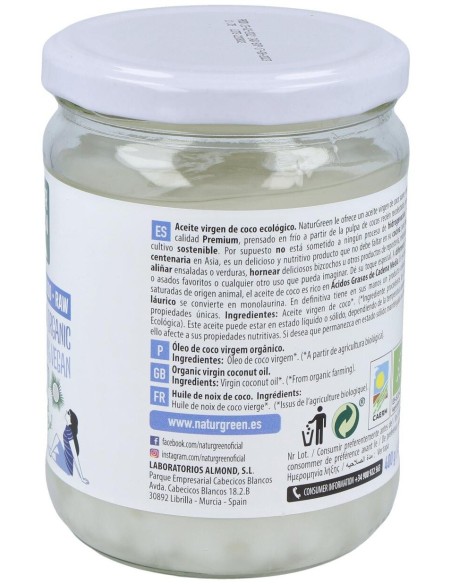 Aceite Virgen de Coco 400g de Naturgreen