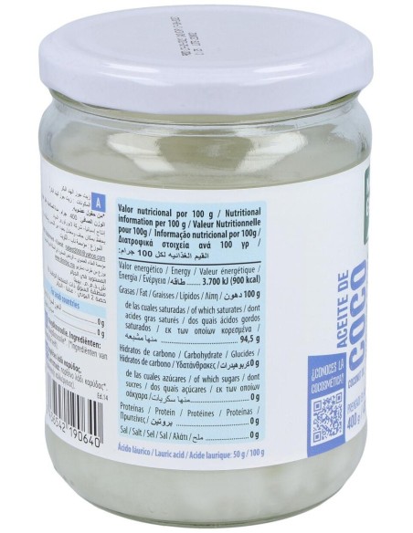 Aceite Virgen De Coco 1ª Presion Frio 400Gr. Bio de Naturgreen