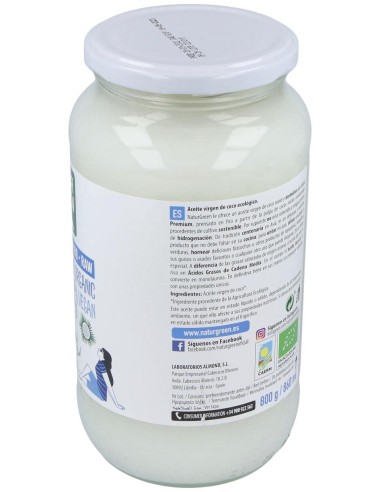 Aceite Virgen De Coco 1ª Presion Frio 800Gr. Bio de Naturgreen
