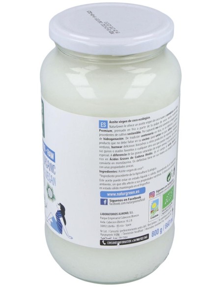 Aceite Virgen De Coco 1ª Presion Frio 800Gr. Bio de Naturgreen
