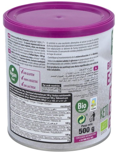 Eritritol Endulzante 500Gr. Bio de Naturgreen