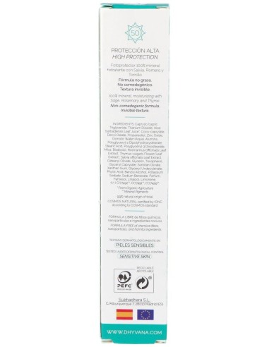Solar Spf50 Sun Con Acido Hialuronico 50Ml. Eco de Dhyvana