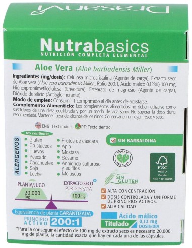 Aloe Vera 60 Comprimidos Nutrabasicos Drasanvi