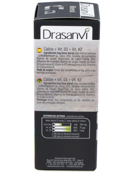 Mineral Calcio Vitamina D3+K2 90 Comprimidos Drasanvi