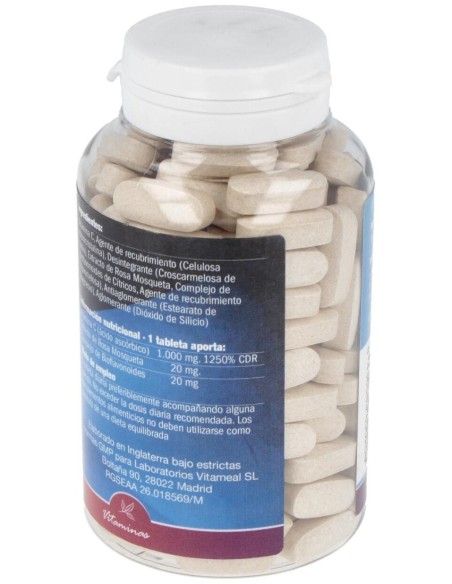 Vitamina C 1000mg+Rosa Mosqueta 20mg+Bioflav.,180 de NaturBite