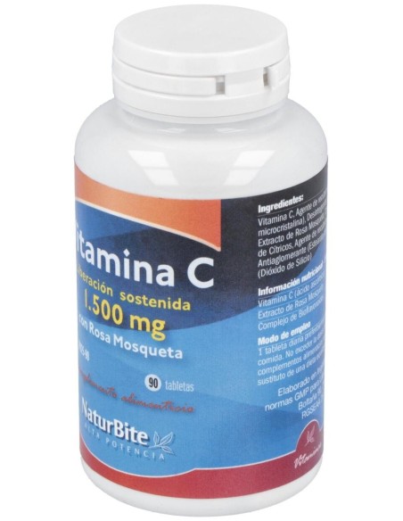 Vitamina C 1500Mg. Con Rosa Mosqueta Lib.S 90Comp. de Naturbite