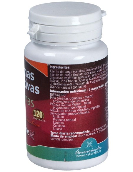 Enzimas Digestivas Veganas, 120 comp.  de NaturBite