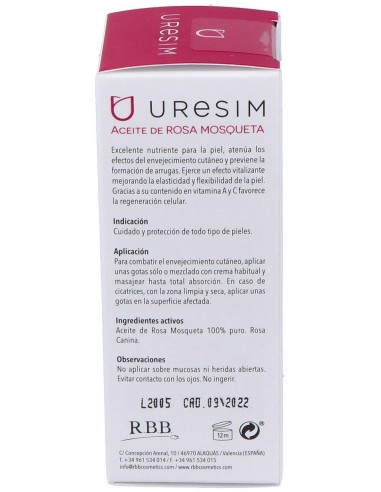 Uresim Aceite Rosa Mosqueta Puro 100% 30Ml. de Uresim