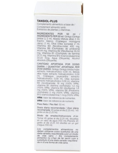 Tansiol Plus (Tensiol) 50Ml. de Codiet