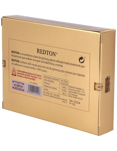 Redton Ginseng Rojo Coreano 100Cap de Abamed Farma