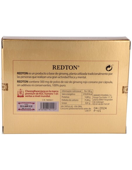 Redton Ginseng Rojo Coreano 100Cap de Abamed Farma