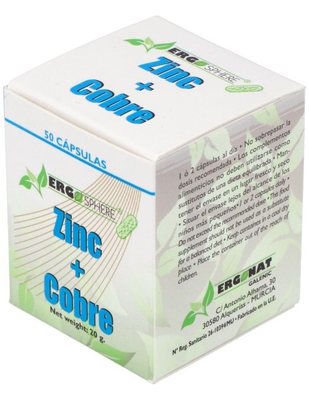 Zinc - Cobre Ergosphere 50Cap. de Ergonat