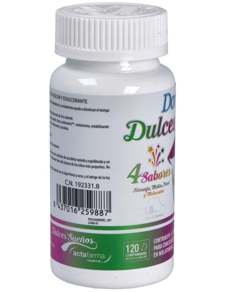 Dormax Dulces Sueños Melatonina 1,8Mg. 120Comp. de Actafarma