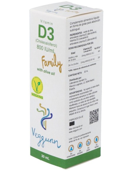 Vitamina D3 Family 30Ml. de Veggunn