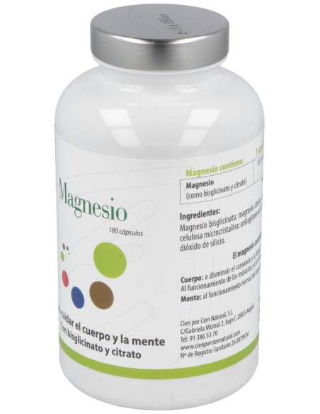 Magnesio 180Cap. de Cien Por Cien Natural