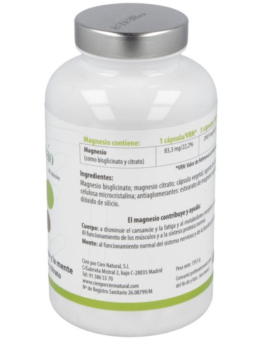 Magnesio 180Cap. de Cien Por Cien Natural