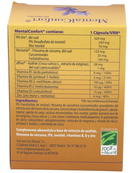 Mentalconfort 60Cap. de Cien Por Cien Natural