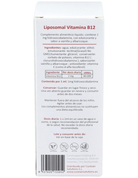 Liposomal B12 60Ml. de Curesupport