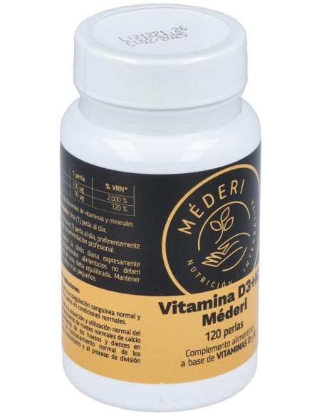 Vitamina D3 + K2 120Perlas de Mederi Nutricion Integrativa