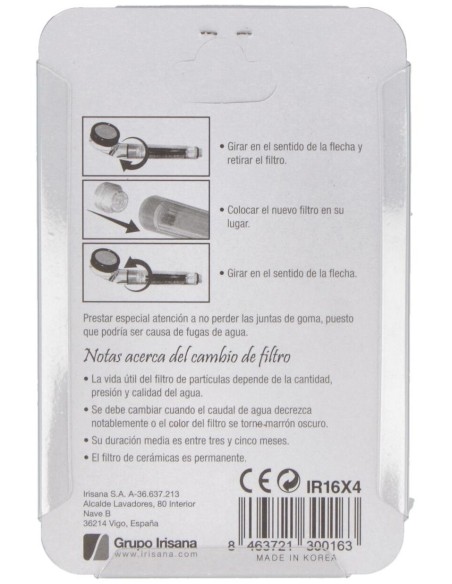 Filtros Ecoducha Blister 4Unid. Ir16X4 de Irisana