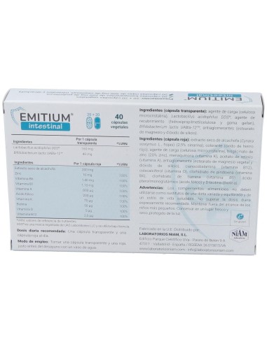 Emitium Intestinal 20+20Cap.Veg. de Niam