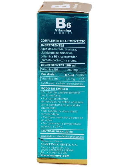 Vitamina B6 Liquida 30Ml. de Marnys