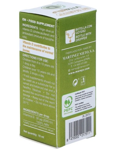 Vitahelp Vitamina D 2000Ui Liquida 10Ml. de Marnys