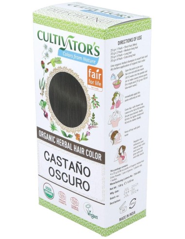 Castaño Oscuro Tinte Organico 100Gr. Ecocert de Cultivators