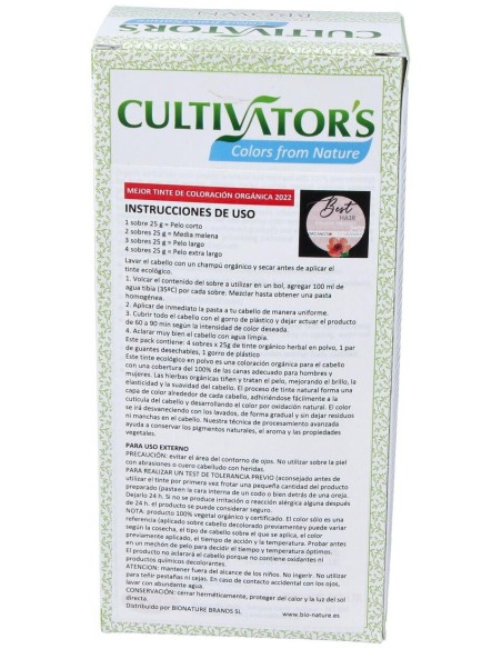 Castaño Dorado Tinte Organico 100Gr. Ecocert de Cultivators