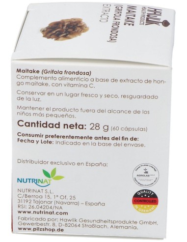 Maitake Extracto Puro 60Vcaps. de Hawlik