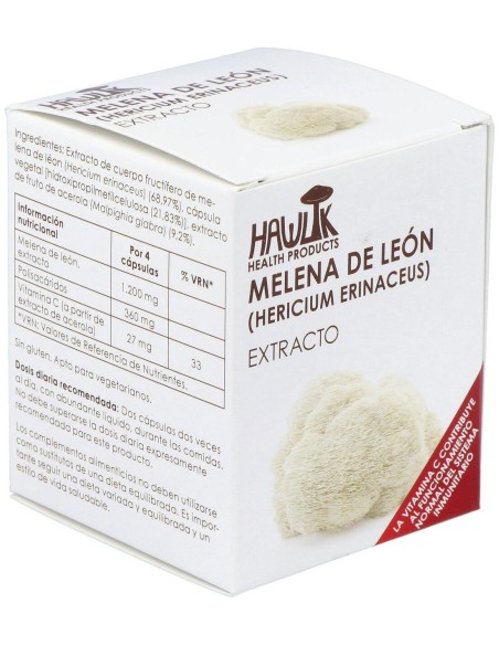 Melena De León (Hericium Erinaceus). Extracto Puro. Bio 60 Vcáps de Hawlik