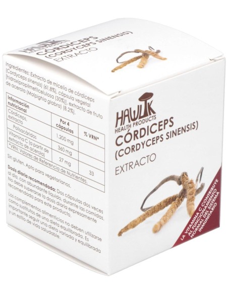 Córdiceps (Cordyceps Sinensis). Extracto Puro. Bio 60 Vcáps de Hawlik