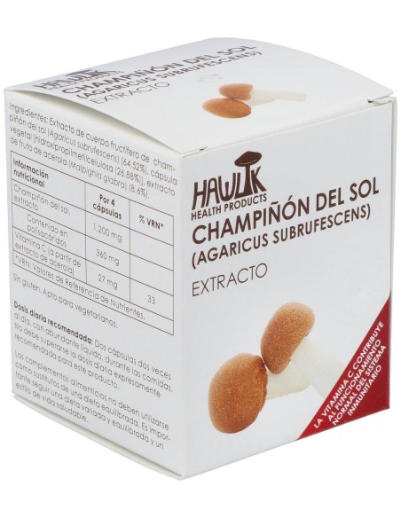 Champiñón Del Sol (Agaricus Subrufescens). Extracto Puro. Bio 60 Vcáps de Hawlik