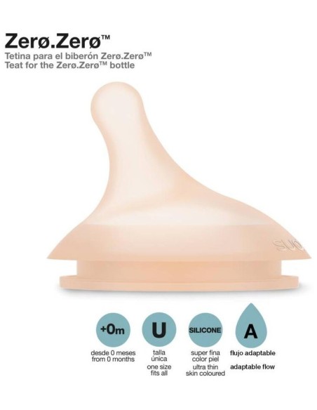 Tetina Zero Antic B/Ancha Sili Flujo Adap 2Uni de Suavinex