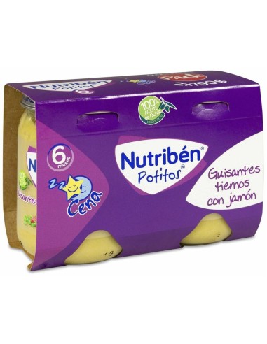 Nutriben Potito Cena Guisantes Jamon 2X190Gr.+6M de Nutriben