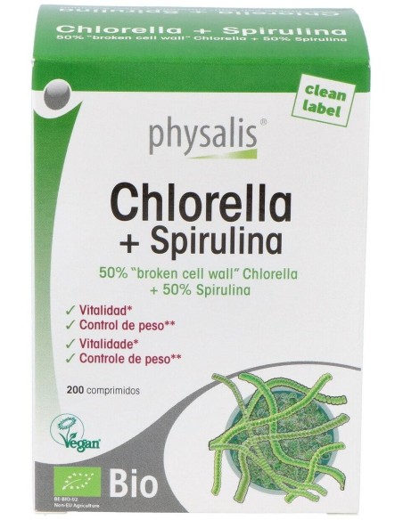 Chlorella+Spirulina Bio 200Comp. de Physalis
