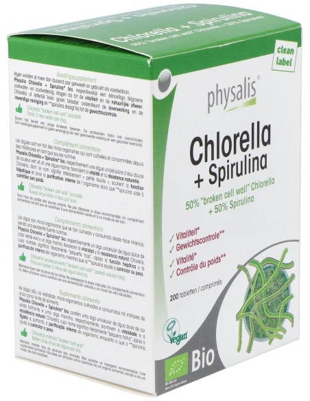 Chlorella+Spirulina Bio 200Comp. de Physalis