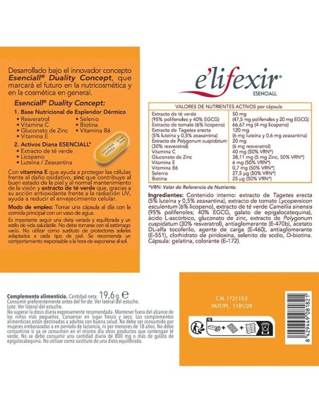 Elifexir Esenciall Piel Canela 80Cap. de Elifexir