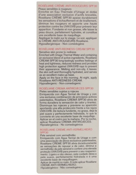 Roseliane Crema Antirojeces Spf30+ 40 Mililitros Uriage