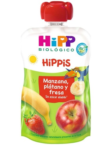 Pouches De Manzana Plátano Y Fresa Bio 100 g  de Hipp