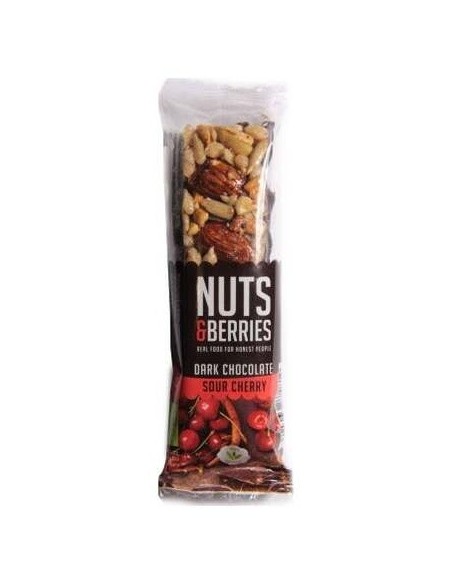Barrita Chocolate Negro-Cereza 15Uds. Bio Vegan de Nuts & Berries