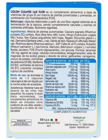 Colon Cleanse Lax Flor (Prebioticos) 30Cap de Trepatdiet-Esi