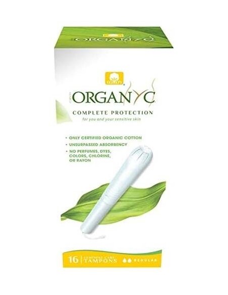 Tampón con aplicador regular 100% algodón orgánico, 16ud de Organyc