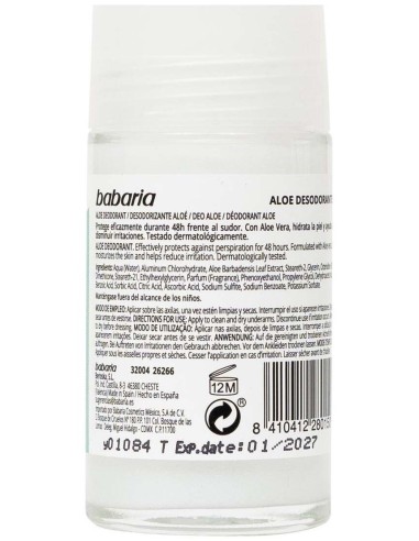 Babaria Desodorante Aloe Vera Roll On 50 Ml de Babaria