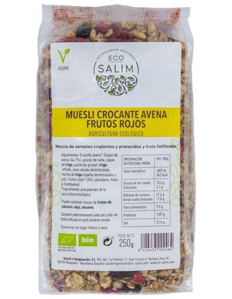 Bio Muesli Crocante De Avena Y Frutos Rojos 250Gr de Eco Salim