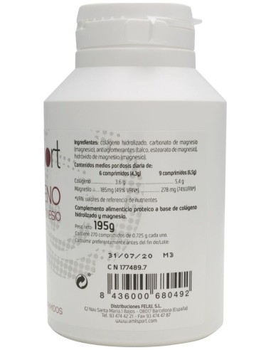Colageno Con Magnesio 270 Comprimidos Amlsport de Ana Maria