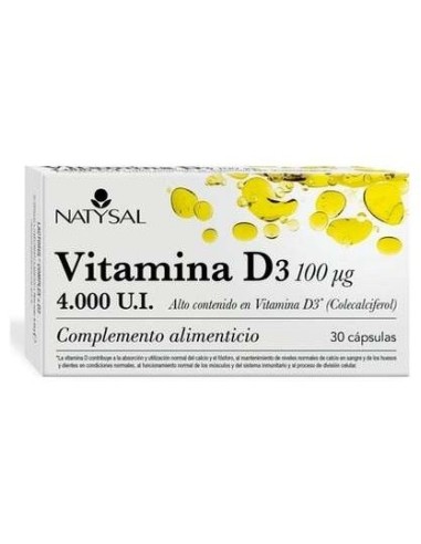 Vitamina D3  4.000 U.I. (Colecalciferol) 30 Cáps. de Natysal